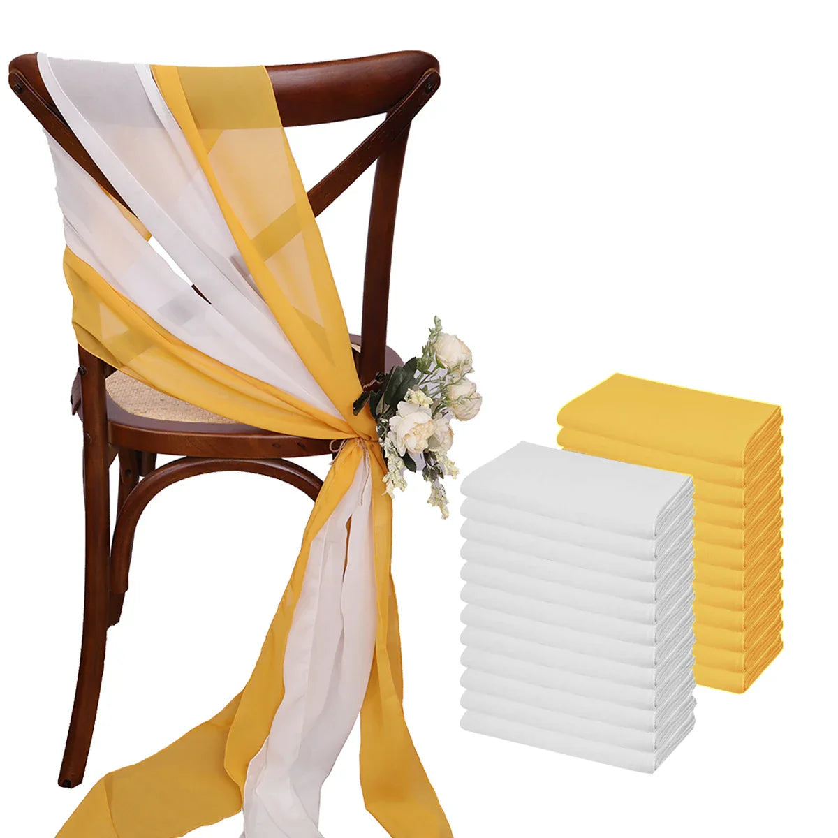 24 Pcs 17x275cm Chiffon Chair Sashes 12 Set