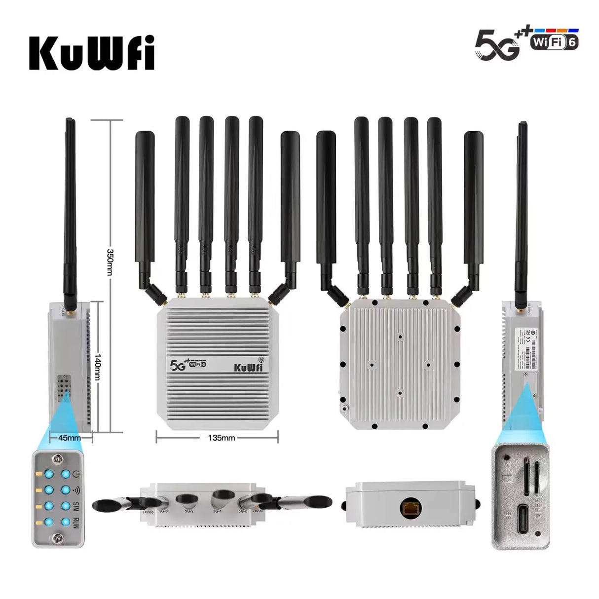 KuWFi 3000Mbps 5G Router with SIM Card Slot