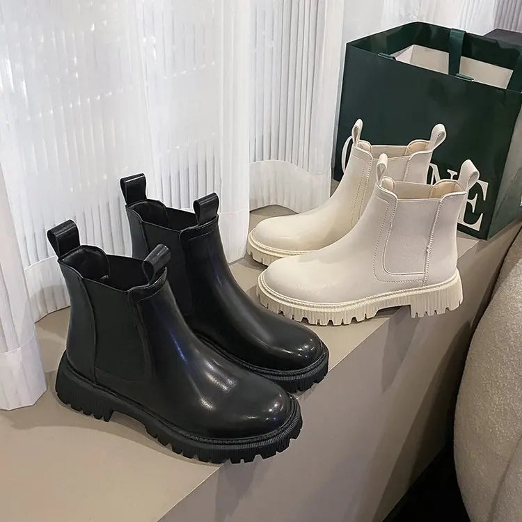 Chelsea women's boots platform boots brown black beige