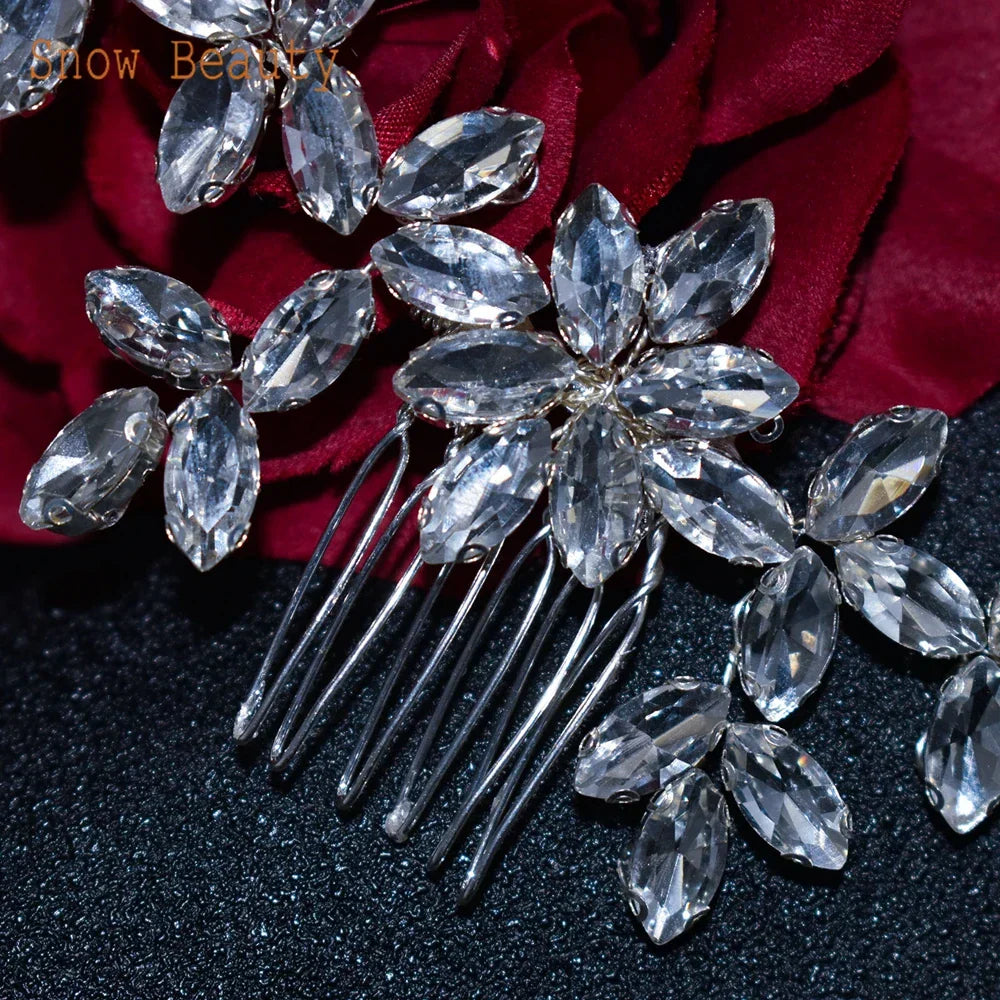 A477 Simple Hair Combs Rhinestone Hairpins Women Clips