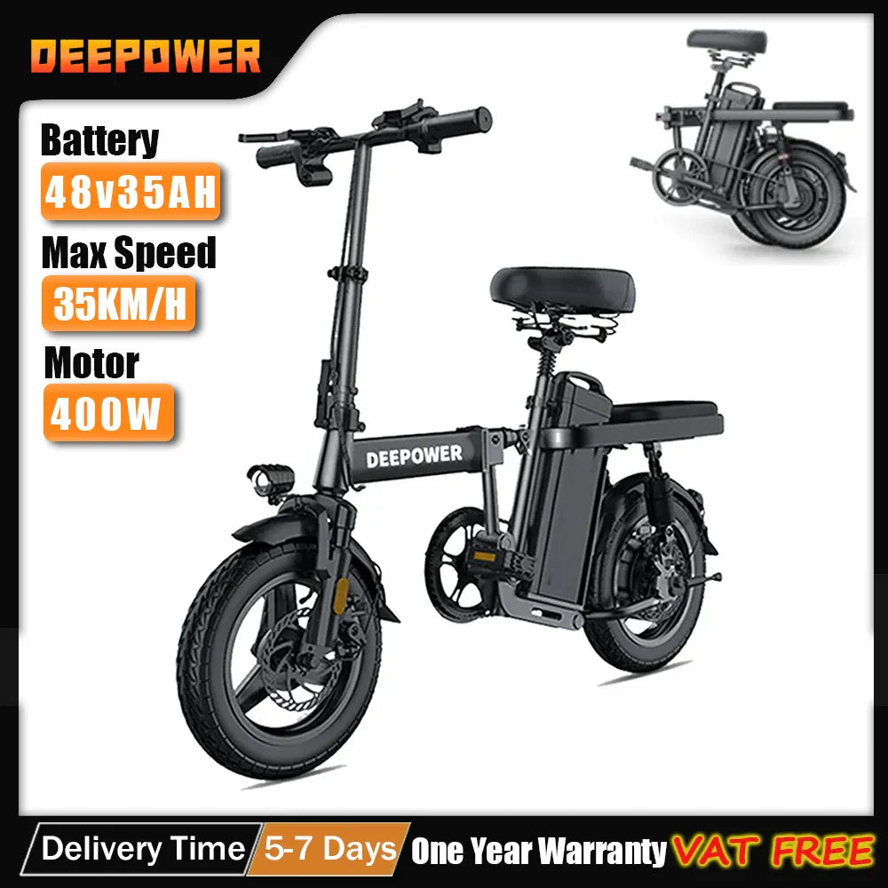 DEEPOWER 400W Mini Adults Electric Bike Bicycle 48V