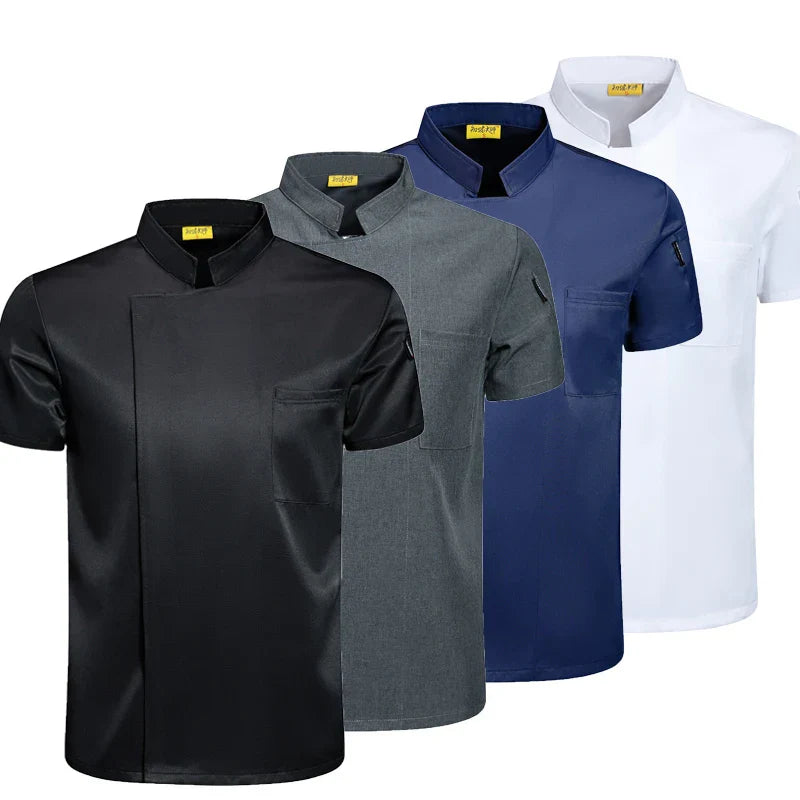Mens Chef Jacket Short Sleeve Kitchen Cook Shirt