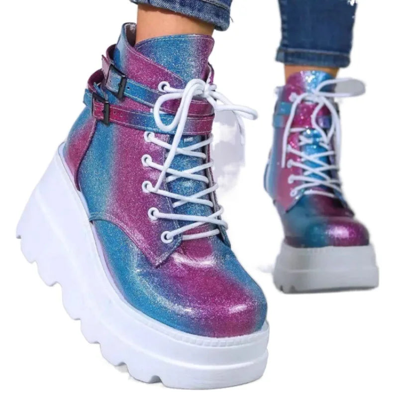 2023 New Spring Autumn Fashion Platform Wedge Boots