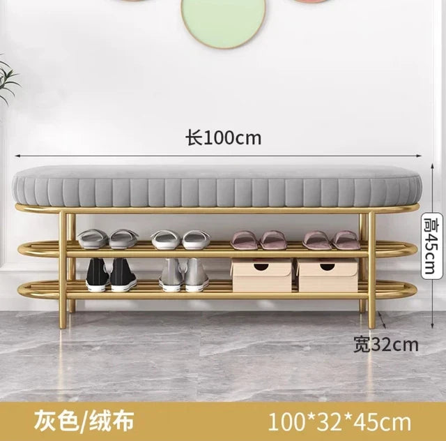 Nordic Shoe Bench Soft Cushion Multifunctional Shoe Rack