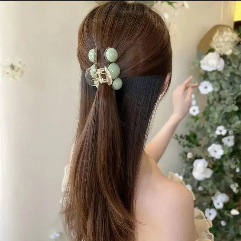 Muweordy New Large Pearl Hairpin Elegant Crab Claw