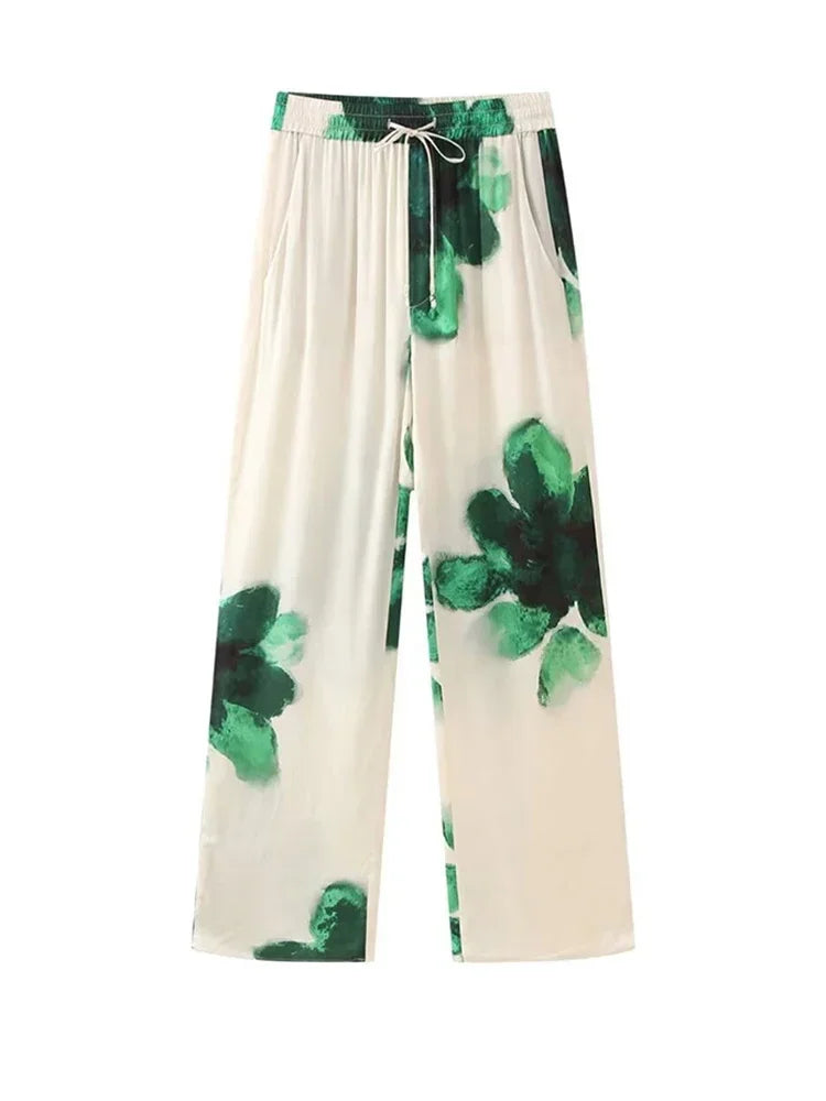 Printed Women 2 Piece Set Loose Lapel Single