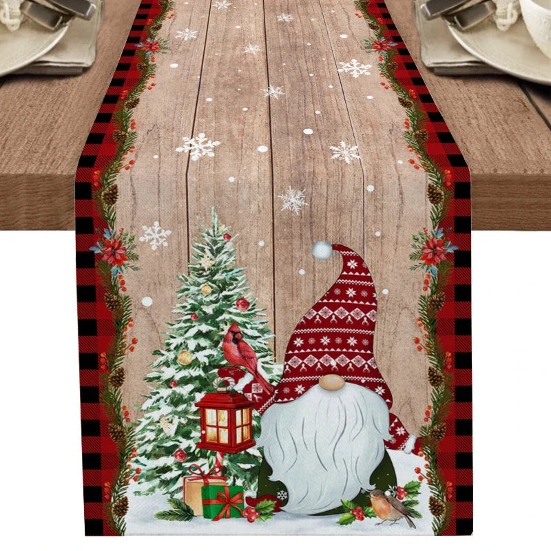 Christmas Tree Snowman Linen Table Runners Kitchen Dining