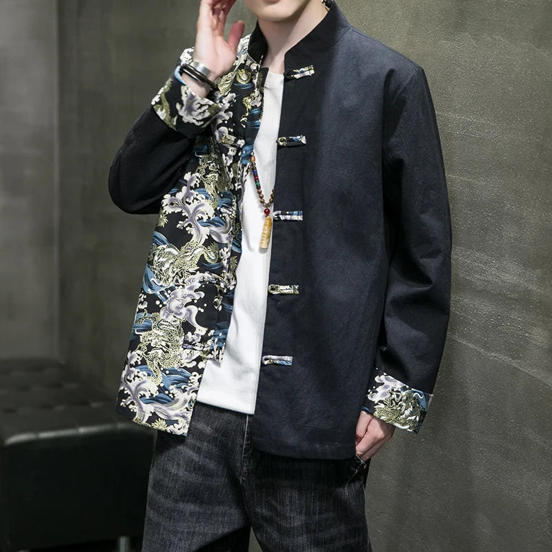 Men's Shirts Embroidered 2024 Spring Chinese Style Retro
