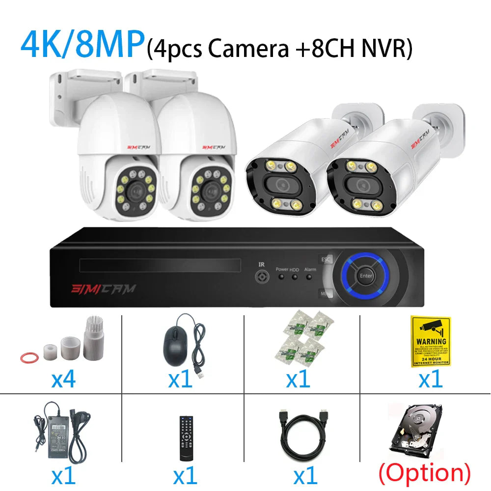 4K POE PTZ IP Camera Kit 8MP Bullet