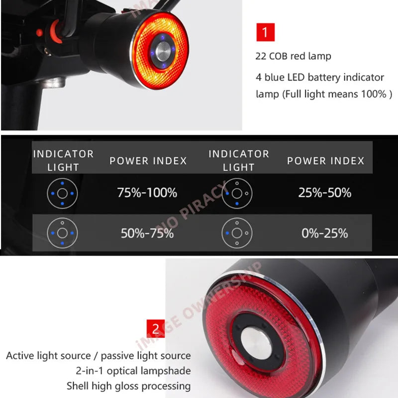 Saddle Version Taillight Bicycle Auto Smart Brake Sensing