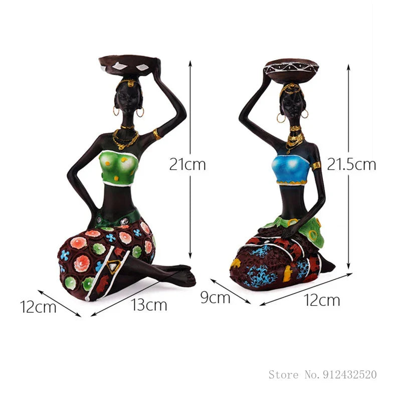 Creative Europe African Black Figure Sculpture Candle Holder,