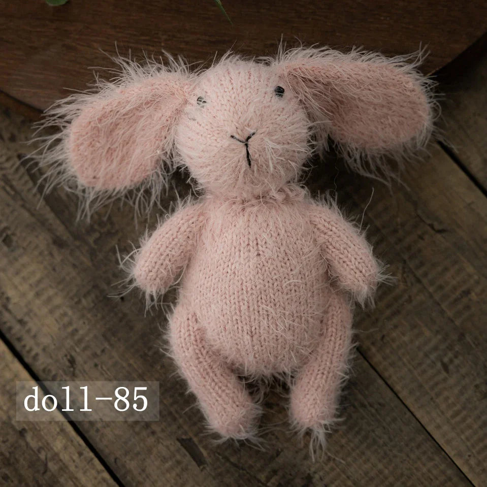 Hand-Knitted Bunny Toys Newborn Photography Props Fluffy Stuffed Rabbit Dolls for Newborn Props Baby Photography Accessories