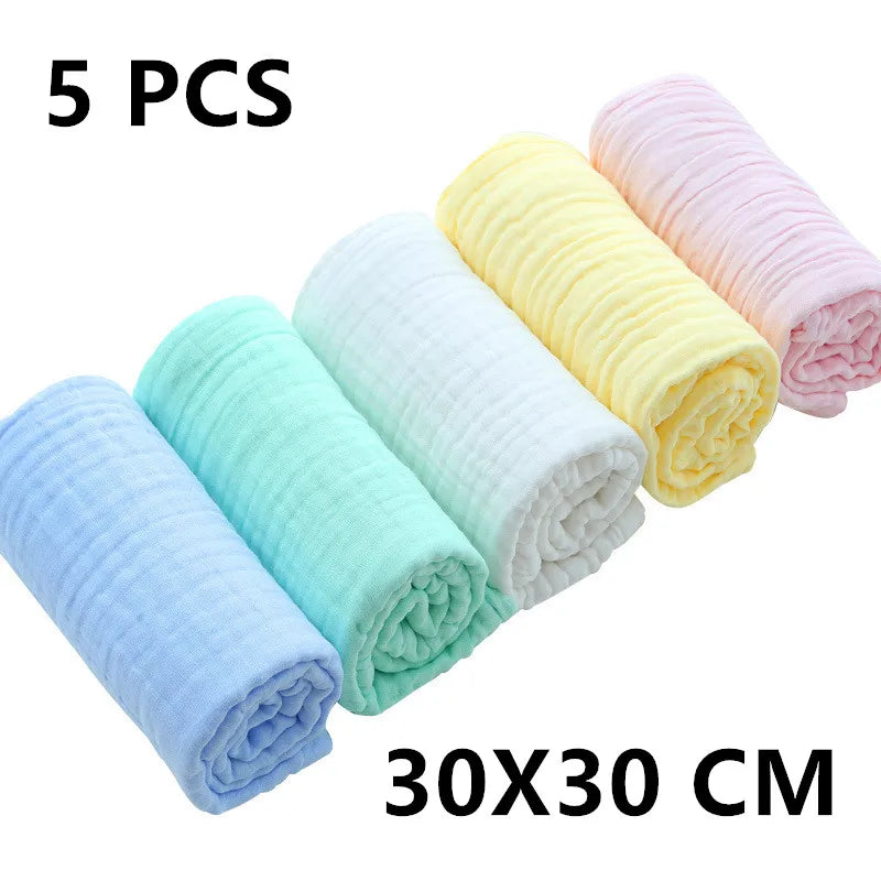 5pcs/batch thickened muslin 30X30cm cotton soft baby towel