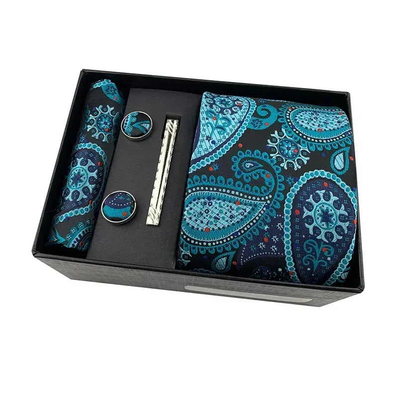 100Silk Feel Set Classic Ties for Men Kerchief