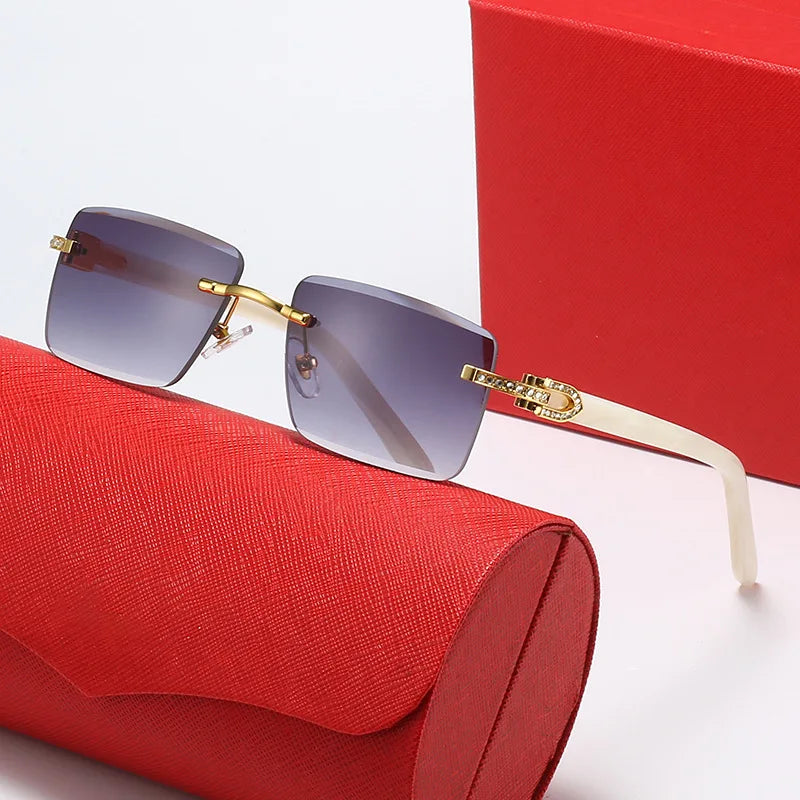 Luxury Brand Diamond Acetate Frame Square Sunglasses For
