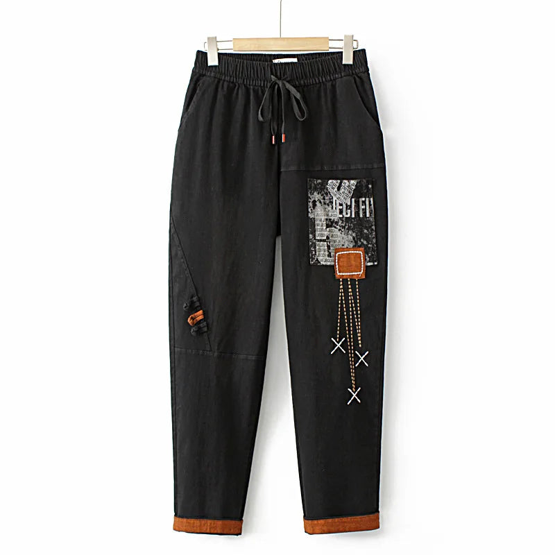 Plus Size Jeans Womens Clothing Fall Letter Print