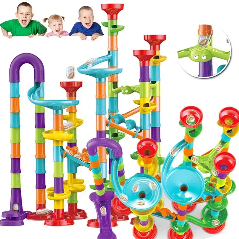 50/197Pcs Children Diy Game Marble Run Race Track