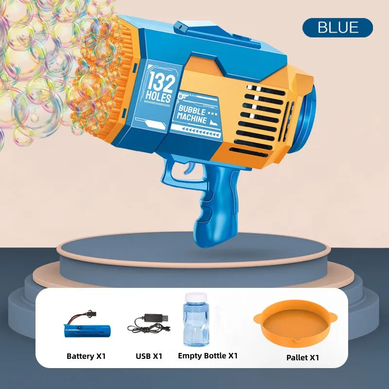 132Hole Rocket Luminous Bubble Gun Gatling Electric Soap