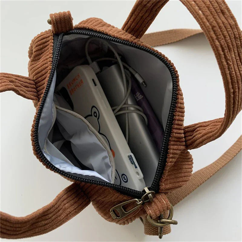 New Women's Mini Corduroy Shoulder Bag Female Canvas