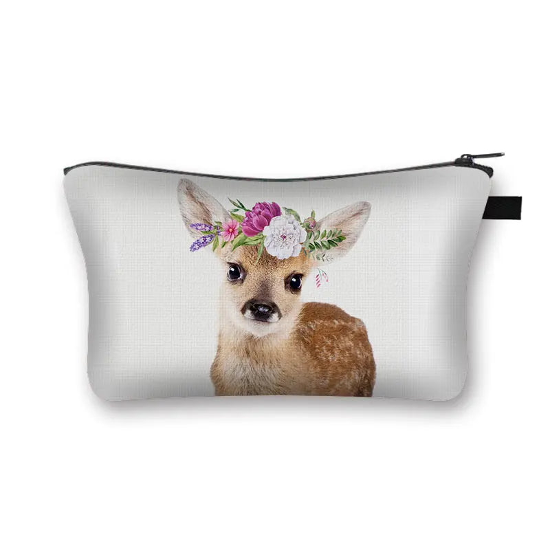 Animal Print Cosmetic Bag Women Makeup Bag Kawaii