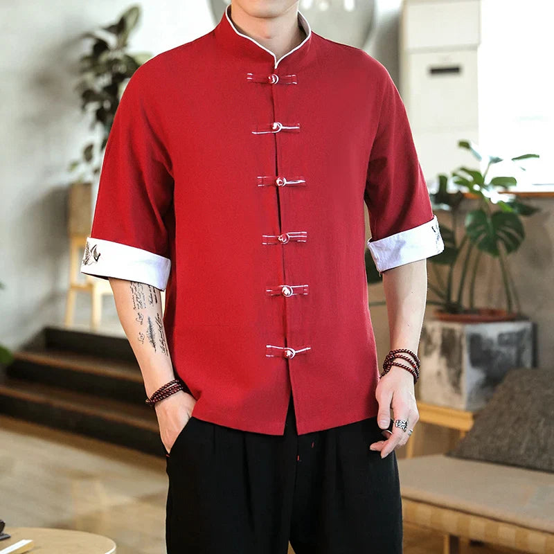 2024 Summer Crane Embroidery Top Traditional Chinese Style
