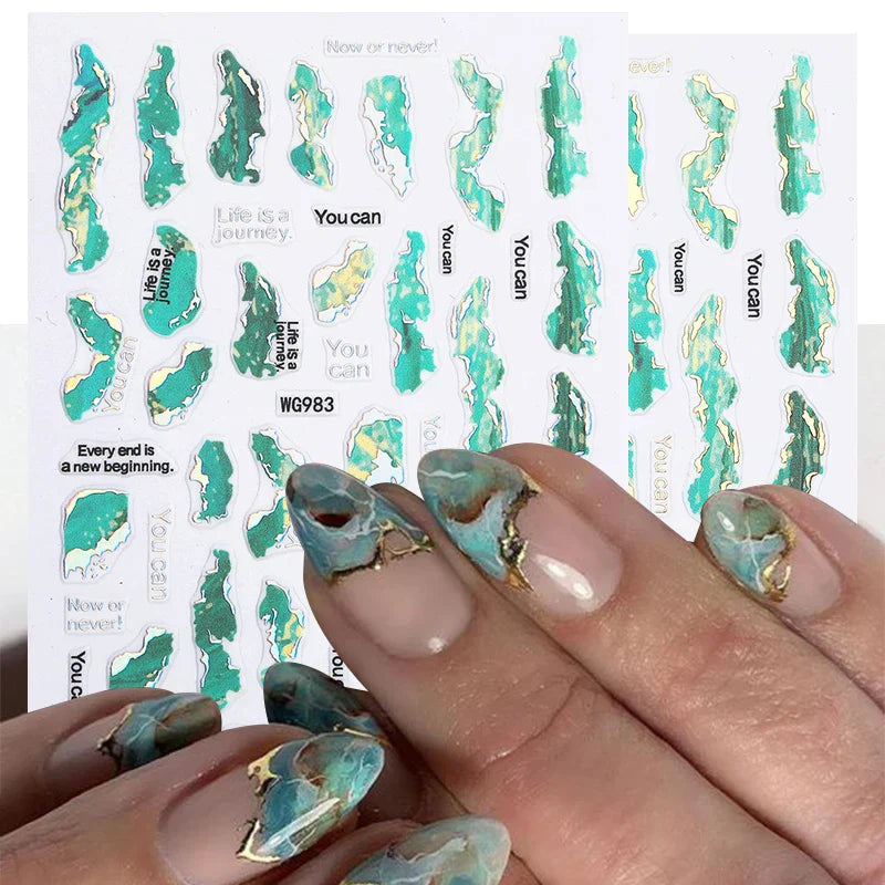 Purple Marble Nails Stickers Smoke Design Manicure Decals