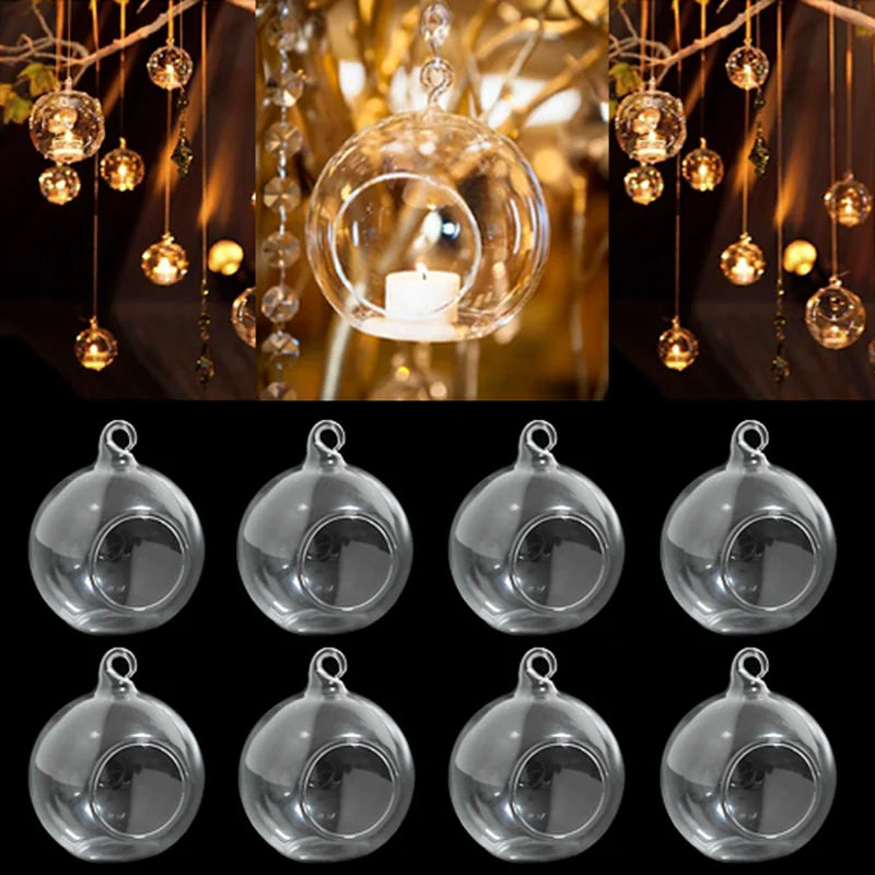 6/8cm Glass Candle Holder Hanging Tealight Globes Terrarium