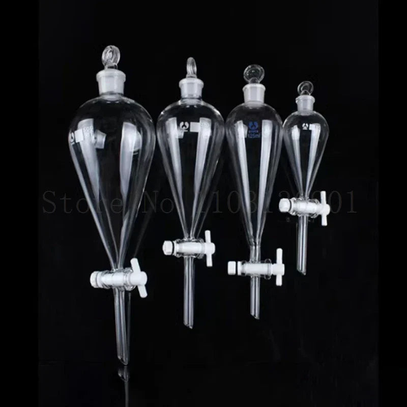 60ml-1000ml Lab Glass Pear-Shaped Separatory Funnel Used to