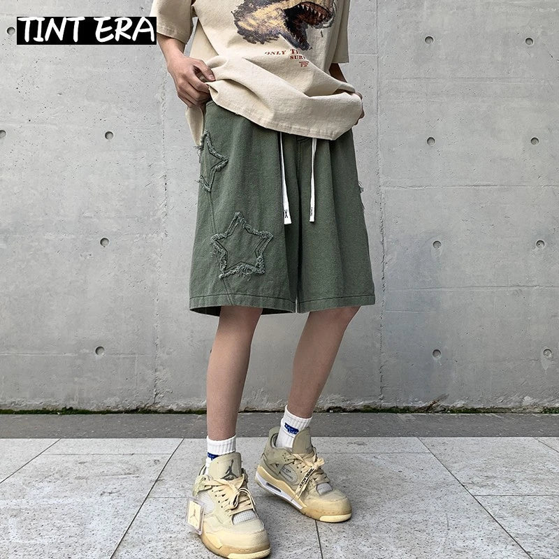 TINT ERA Y2K Mens Streetwear Breeches Star Korean