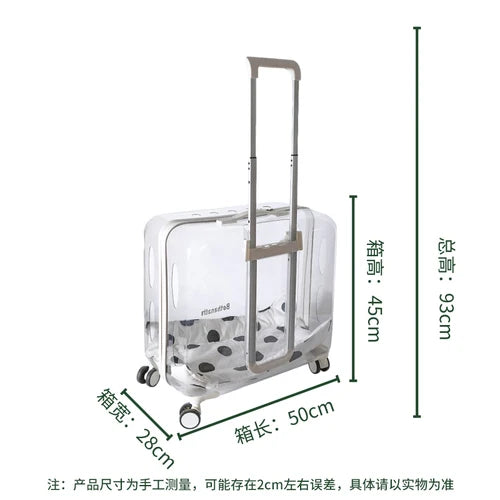 Clear Animal Cats Carriers Pet Trolley Stroller Pocket
