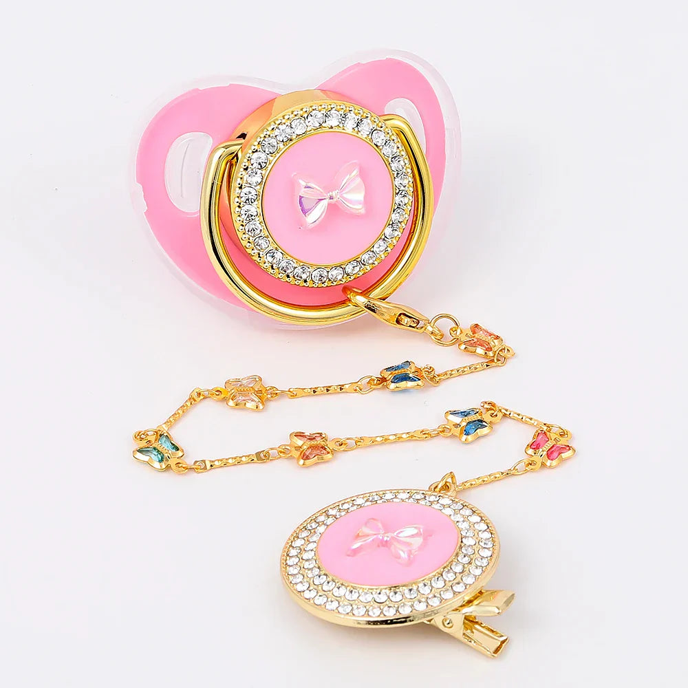 Luxury Baby Pacifi Cute Bow With Handmade Chain