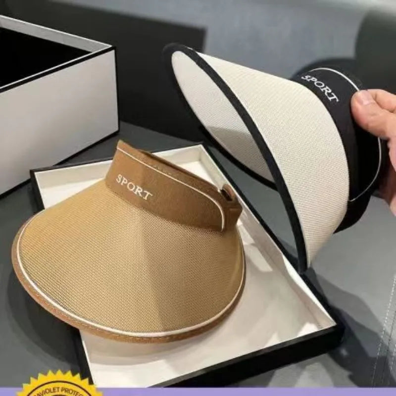 Women's Summer Outdoor Wide Brim Straw Visor Hats,