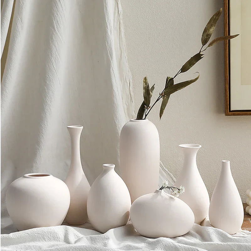 Nordic White Tabletop Vases Ceramic Flower Vase Living
