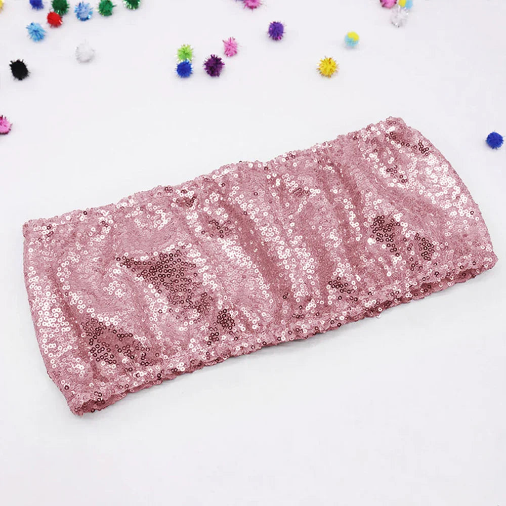 10/50pcs Gold Sequin Chair Sashes Sliver Party Chair