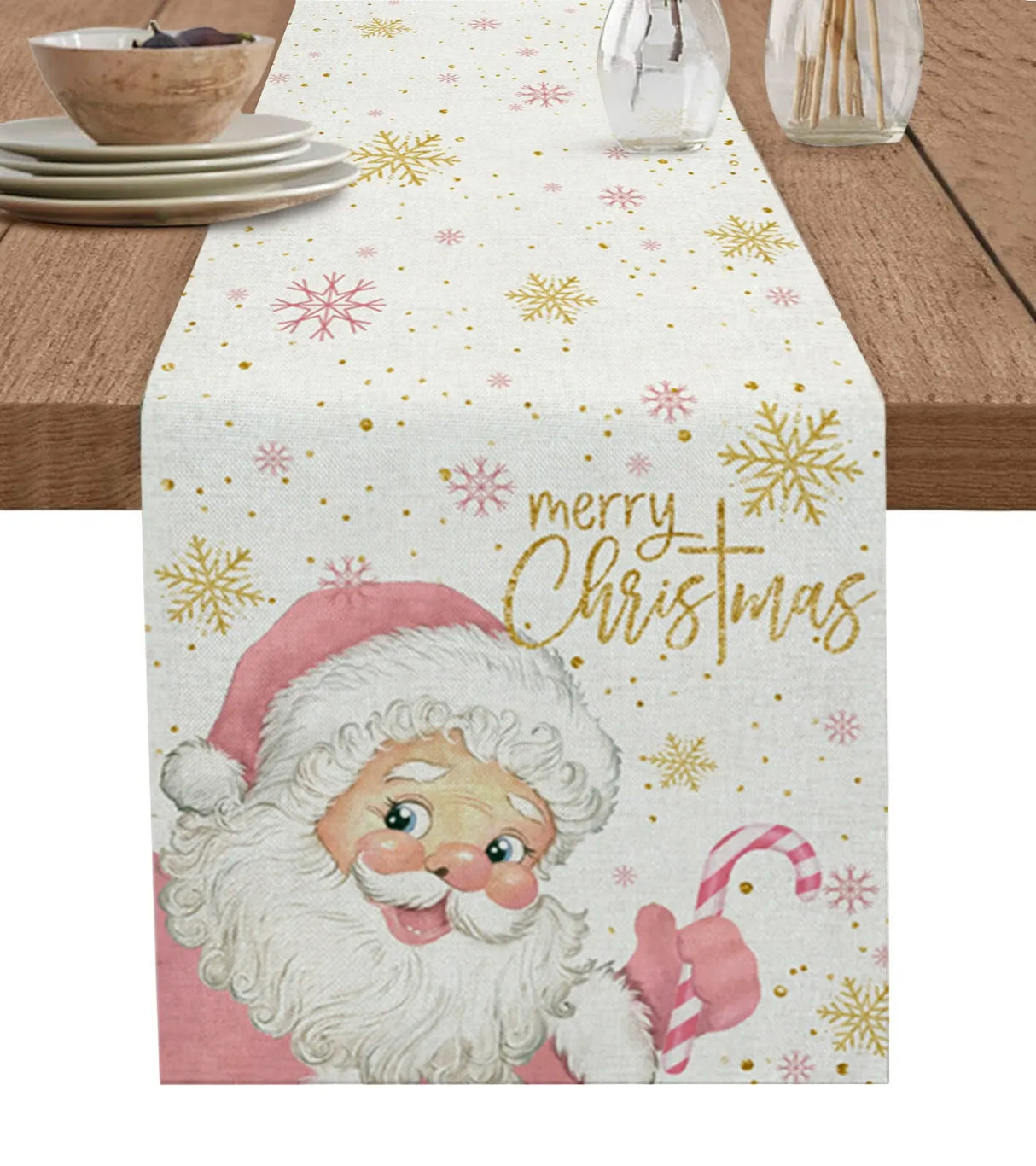 Pink Santa Claus Theme Decoration Kitchen Table Rectangular