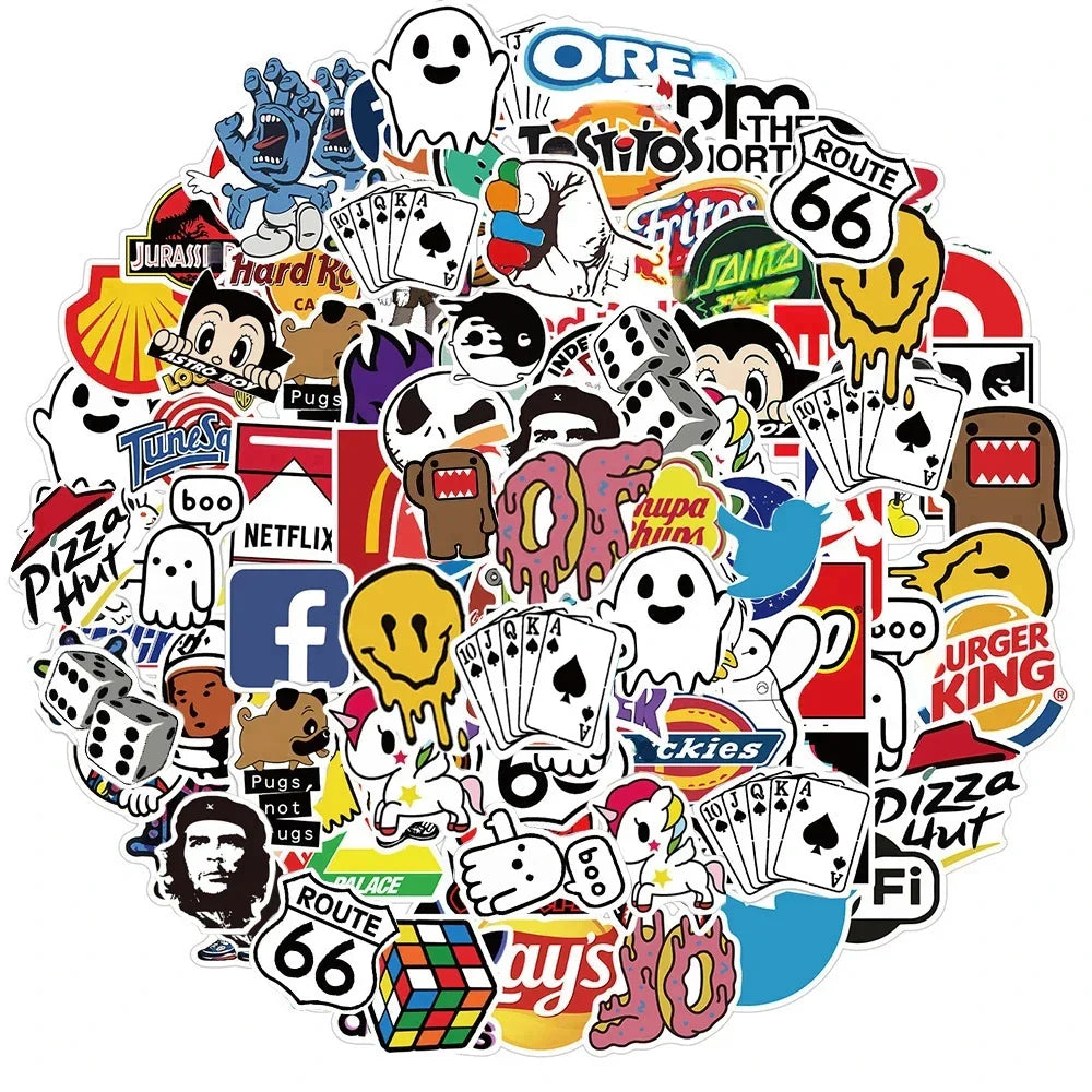 102550100Pcs Disney Cool Fashion Brand Logo Stickers DIY