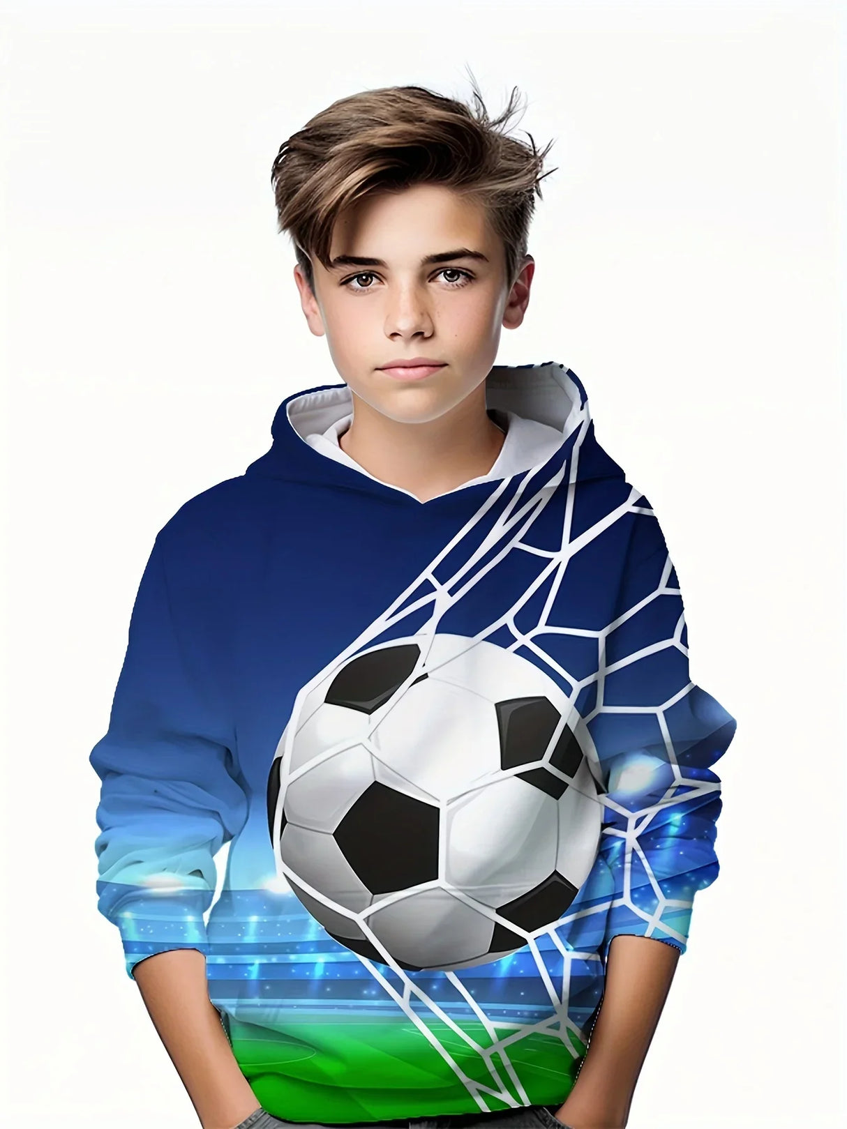 Child Fashion Football 3D Printed Boys Casual Hooded