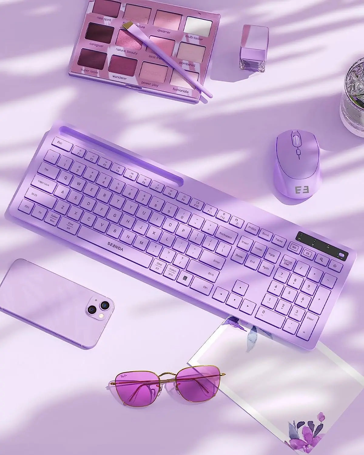 Seenda Full-Size Keyboard with Phone Holder 2.4G Silent
