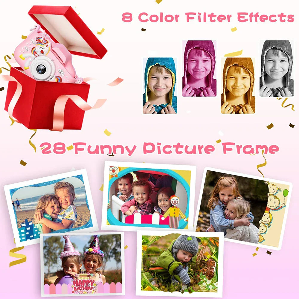 Kids Camera Toys Cute Horse Unicorn 32MP1080P HD
