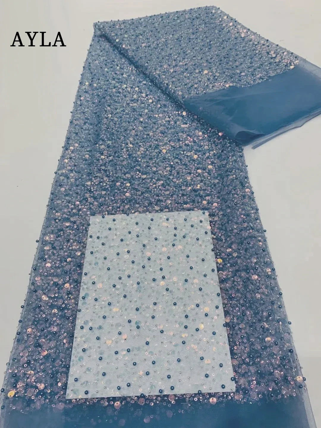 5 Yards Tulle Net African Lace Fabric Beaded