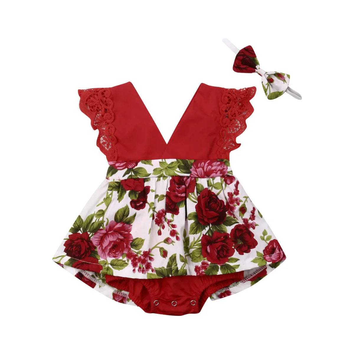 Newborn Baby Girl Princess Rompers Floral Print Sleeveless