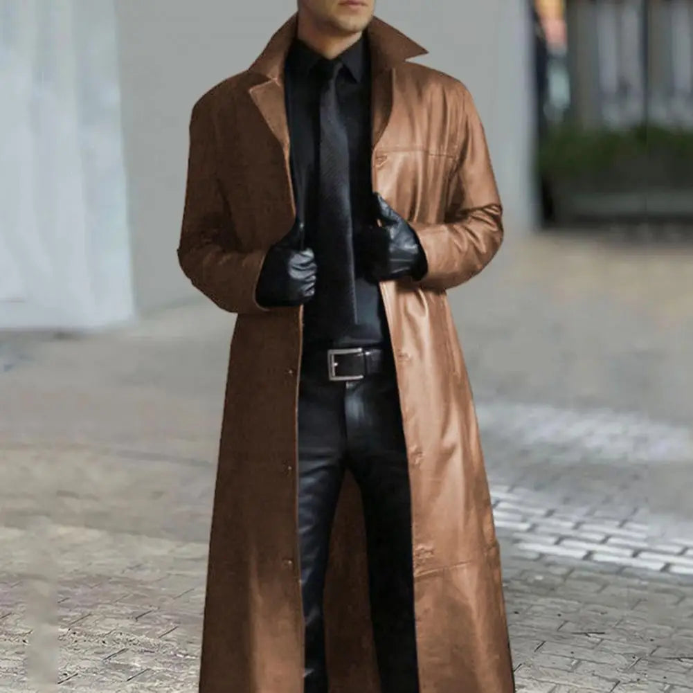 2023 New Men Lapel Goth Punk Black Long