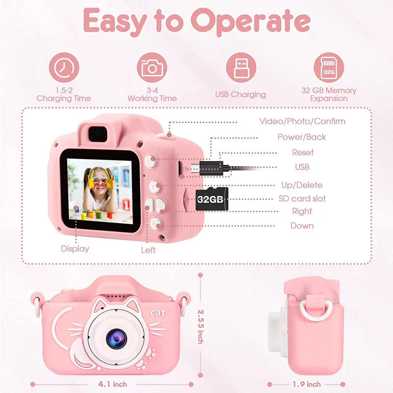 Kids Camera Toys 2 inch Screen HD Cartoon