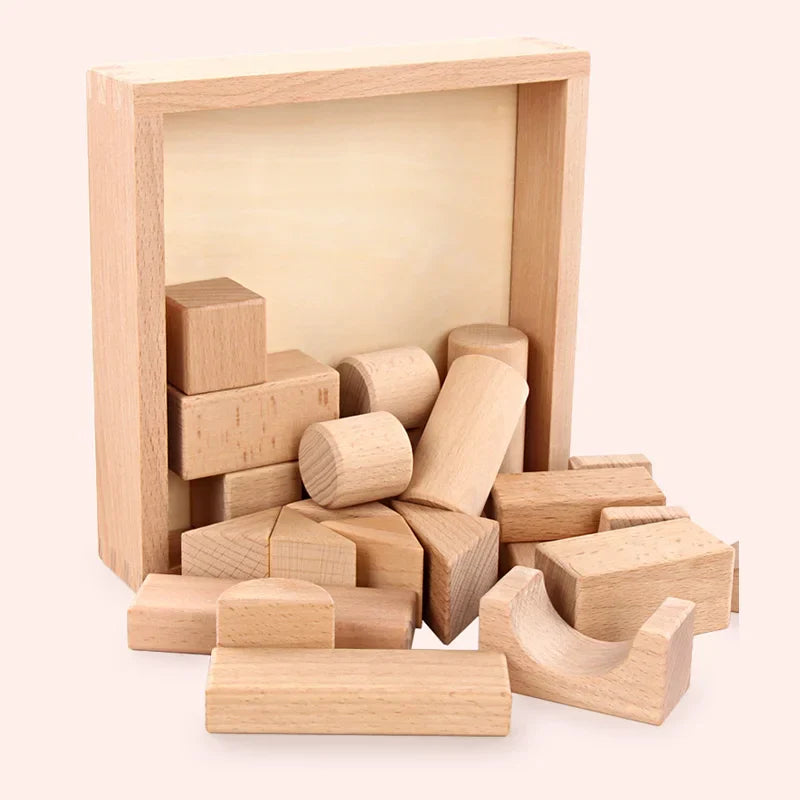 22pcs Building Blocks Beech Wooden Log Stacking Blocks