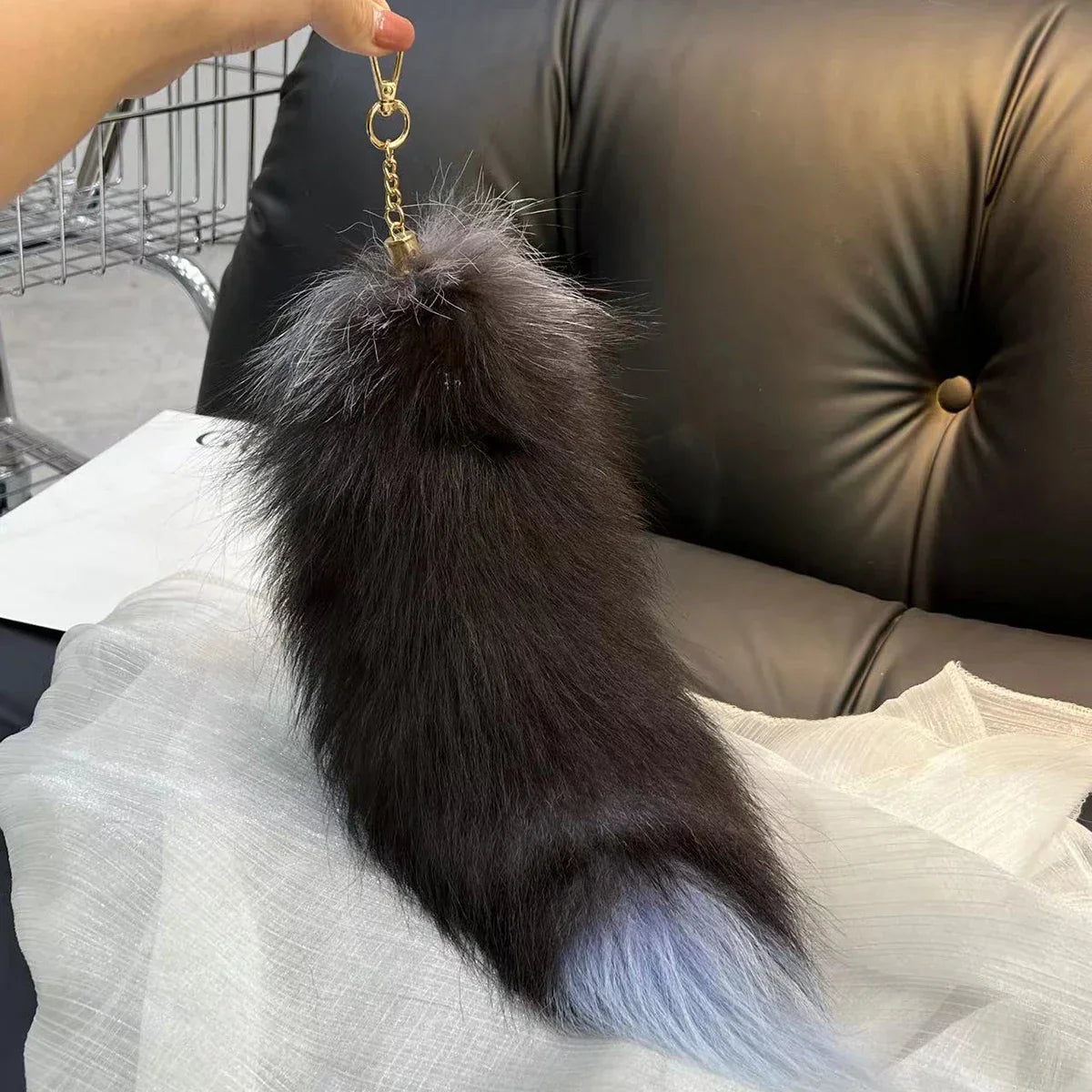 Real Fox Fur Tail Keychain Wolf Tail Fur
