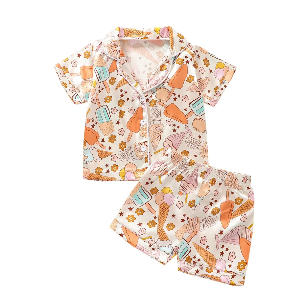 2023 Fashion Children Summer Pajama Sets Silk Satin