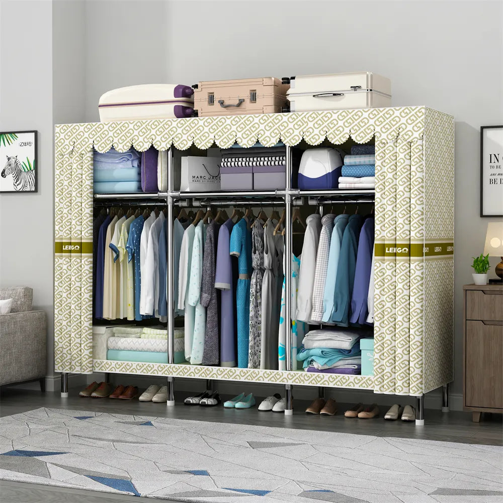 LEEGOHOME Wardrobe 85/110/130/150/170x45CMx170CM Closet Wardrobe with 23MM Steel