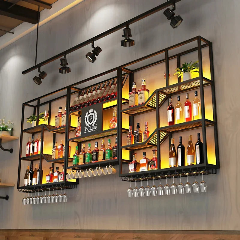Metalic Wall Mounted Wine Cabinet Restaurant Patio Metalic
