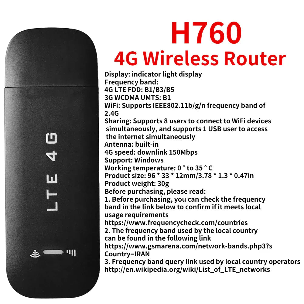 150Mbps 4G LTE WiFi Router Portable Pocket Wifi