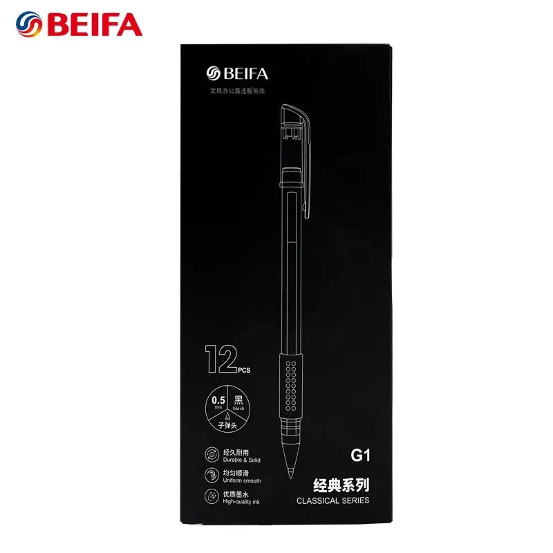 BEIFA 12pcs Classic Signing Gel Ink Pen Durable